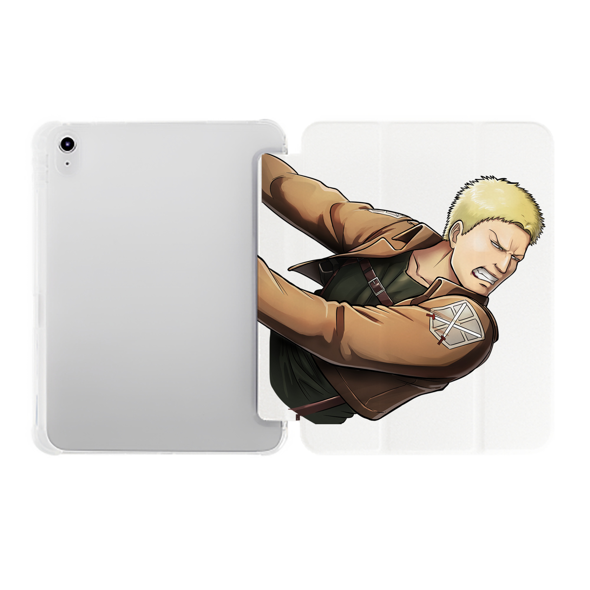 （画像用） 進撃の巨人 ライナー・ブラウン Attack on Titan Reiner Braun IPad ケース ペン収納付き 三つ折りスタンド PUレザー×シリコン 対応機種9.5/10.5/10.9インチ